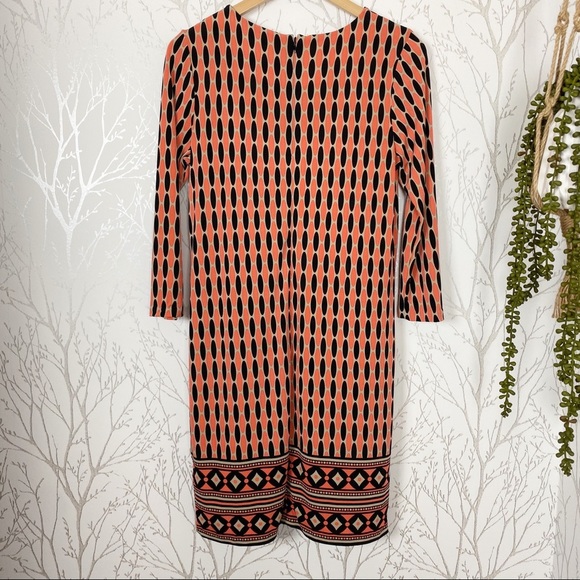 MICHAEL KORS Bold Geometric Print Coral Shift Dress Business Work wear S… - Picture 3 of 9